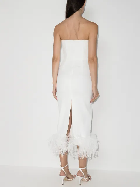 white feather midi dress