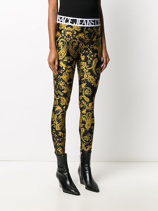 baroque-print slim-fit leggings展示图