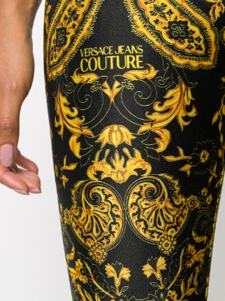 baroque-print slim-fit leggings展示图