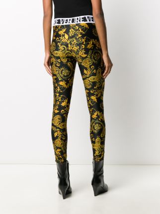 baroque-print slim-fit leggings展示图