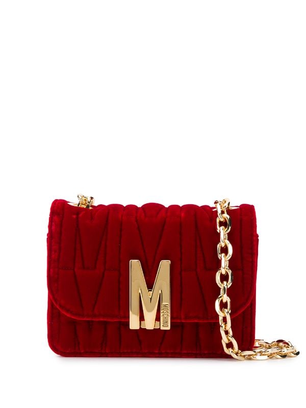 moschino red velvet bag