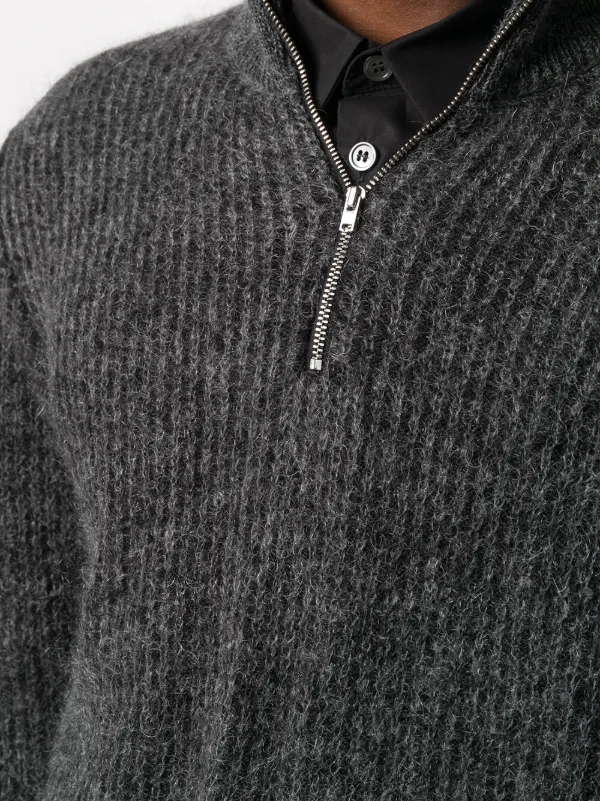 half zip ribbed sweater