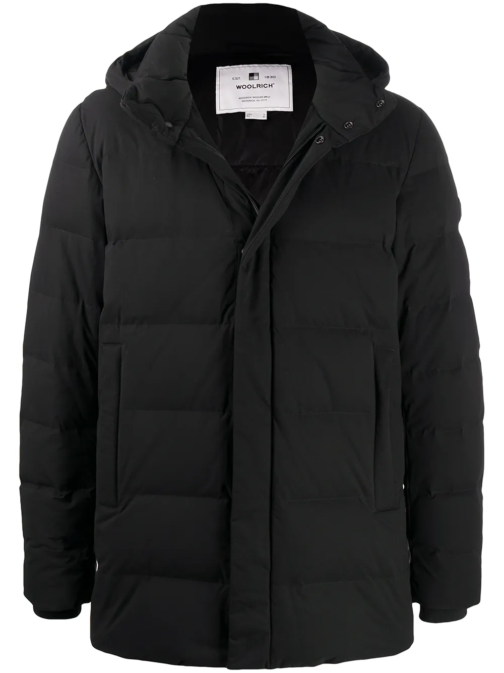 Woolrich logo embroidered padded coat | Black | Image 1