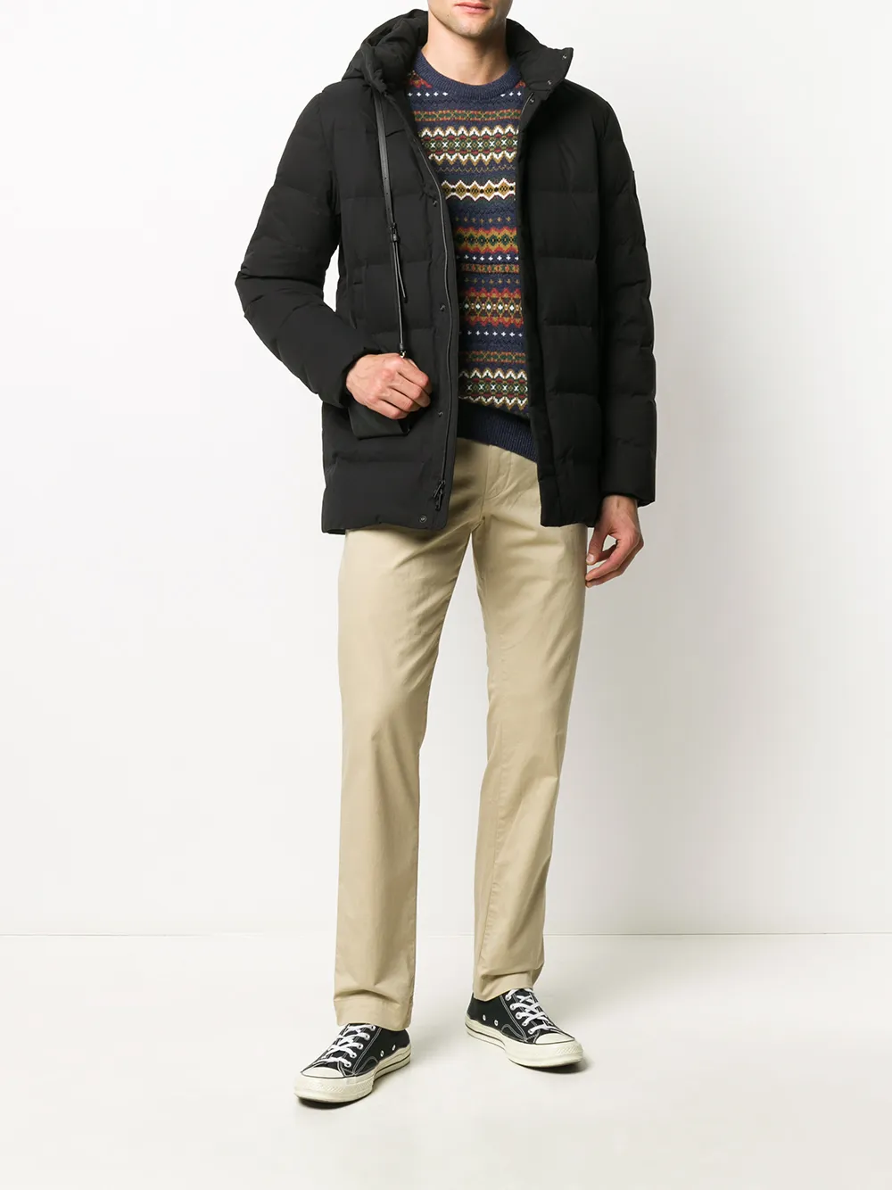 Woolrich Jas met geborduurd logo - Zwart