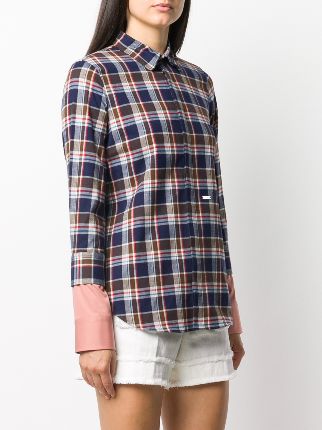 layered-sleeves plaid shirt展示图