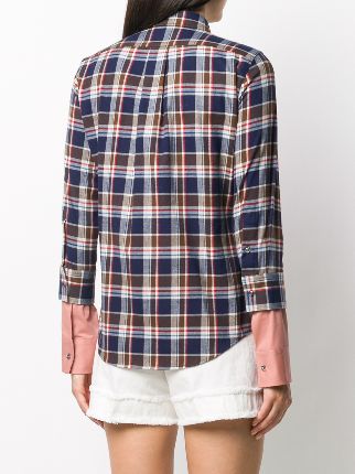 layered-sleeves plaid shirt展示图