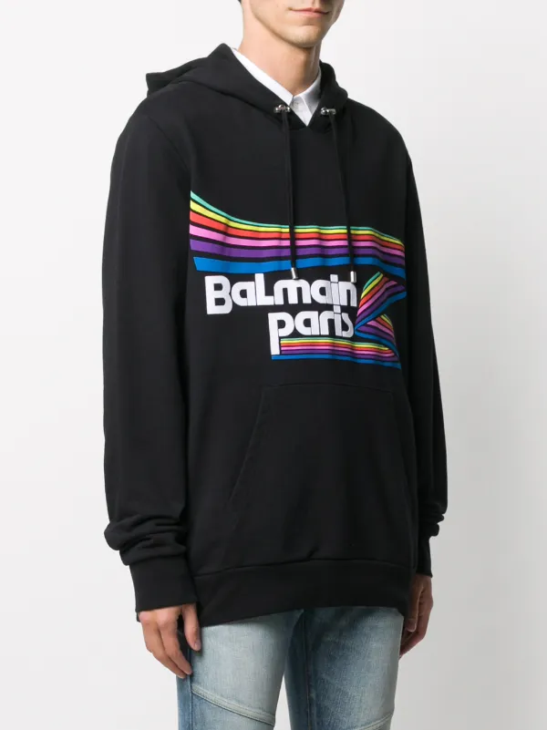 Balmain logo-print Drawstring Hoodie - Farfetch