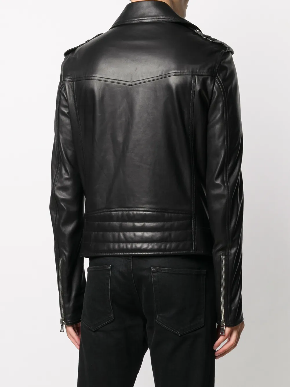 Balmain silver zip-detail biker jacket | Clothing | Image 4