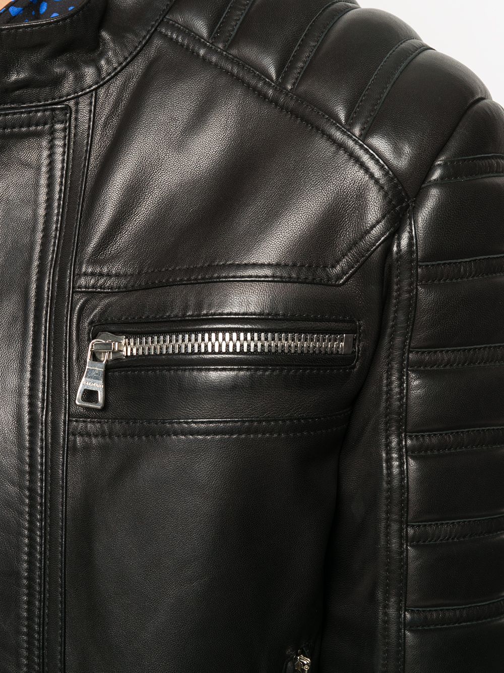 Balmain Embossed Logo Biker Jacket - Farfetch