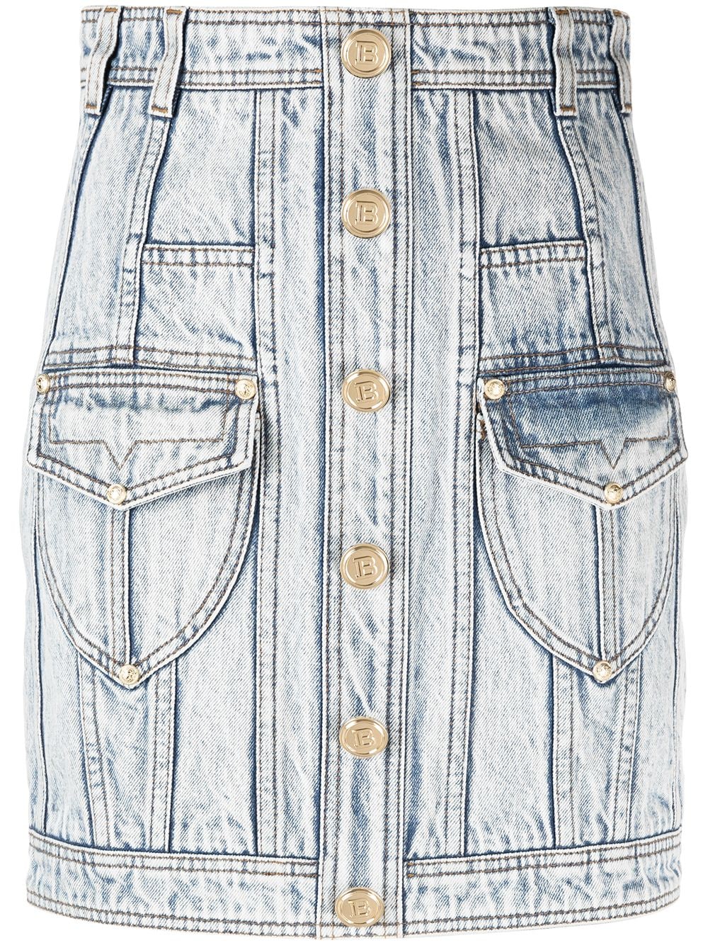 фото Balmain джинсовая юбка с завышенной талией