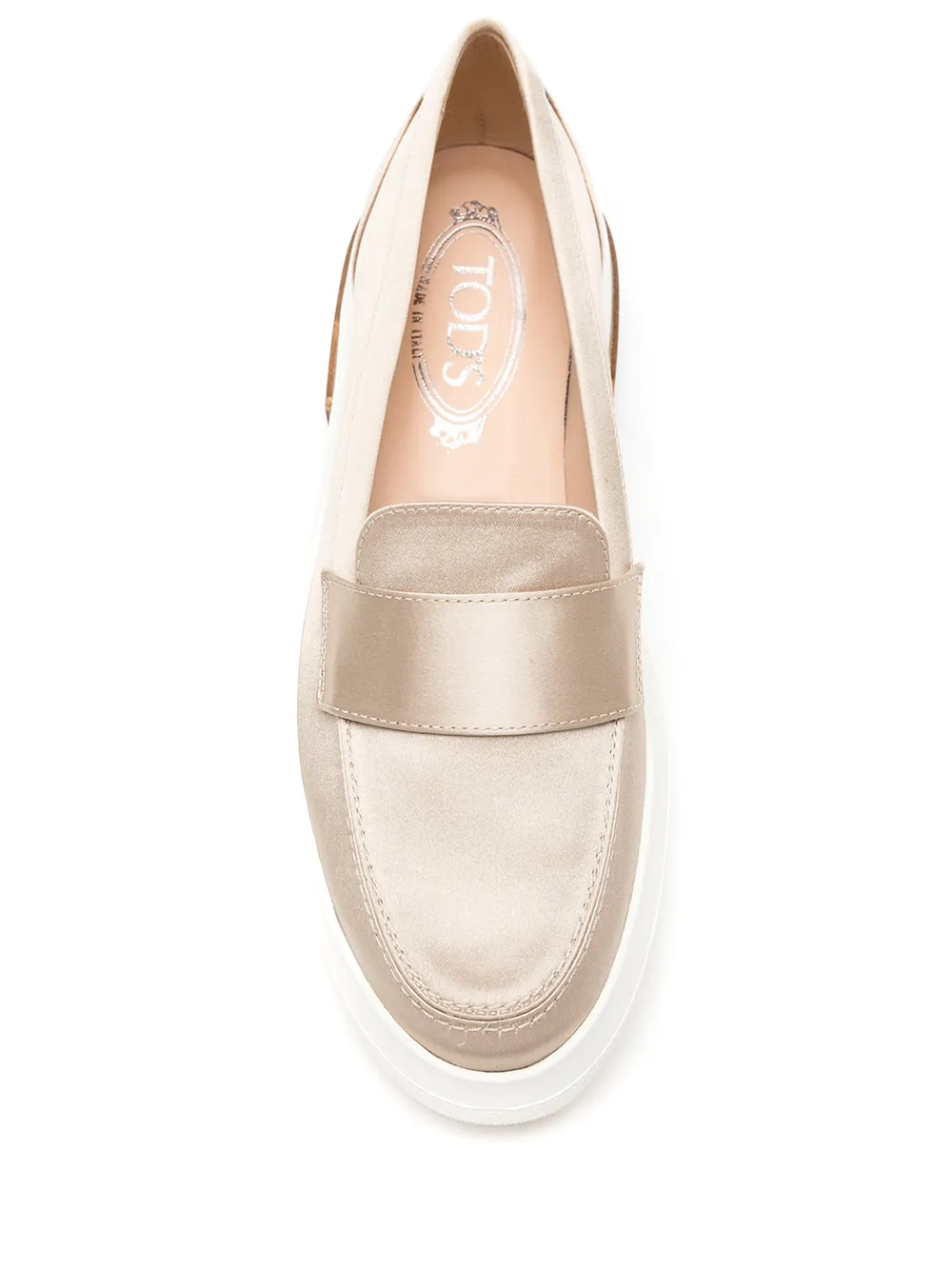 Tod's round-toe satin loafers Neutrals