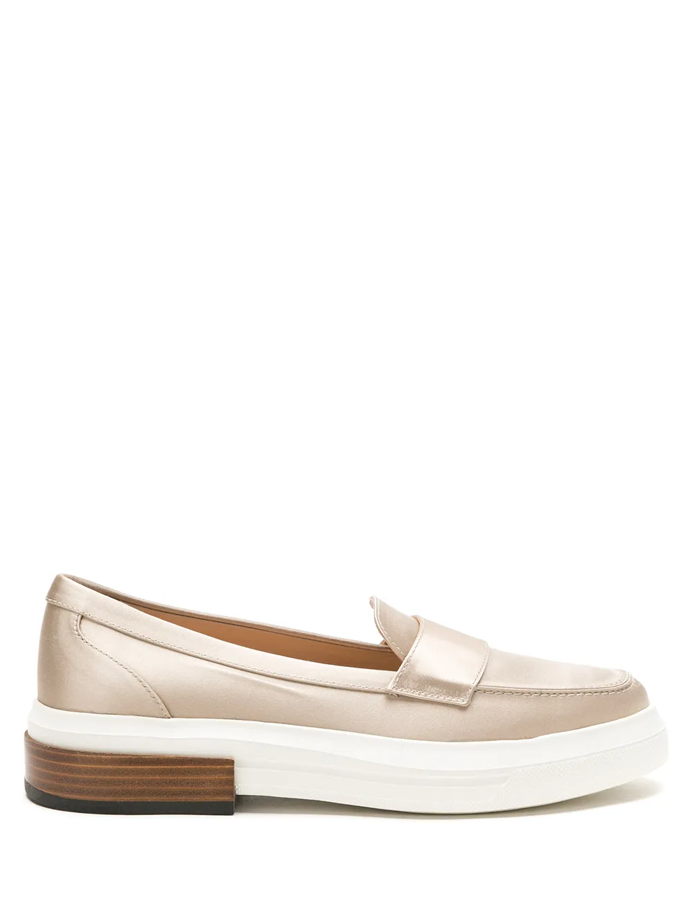 Tod's round-toe satin loafers Neutrals