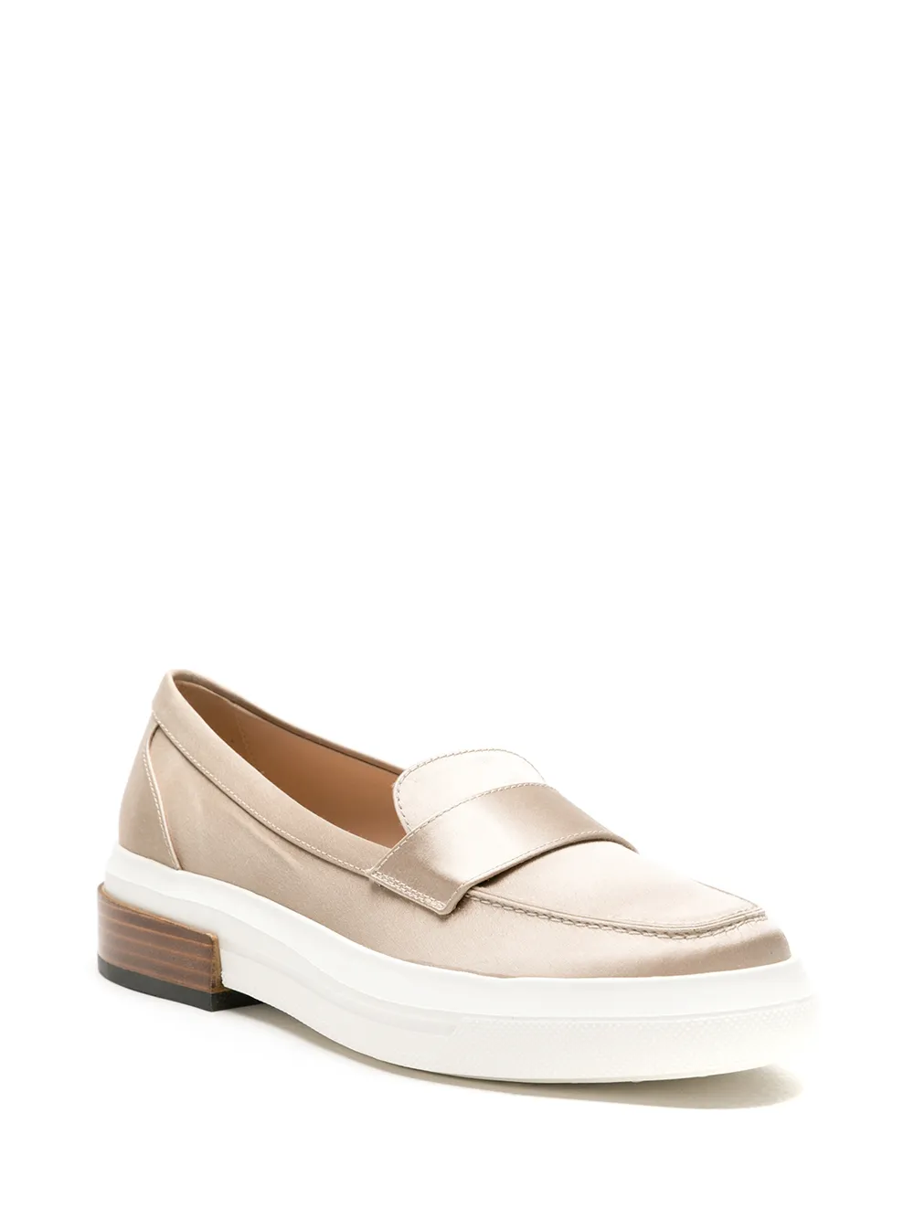 Tod's round-toe satin loafers Neutrals