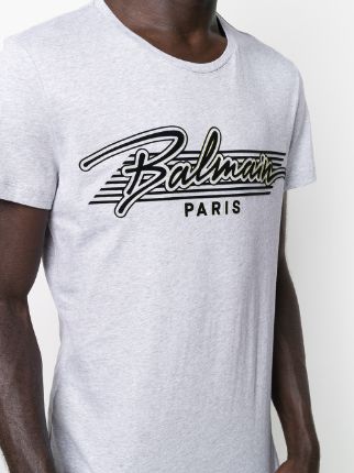 Balmain bi-color logo flocked t-shirt展示图