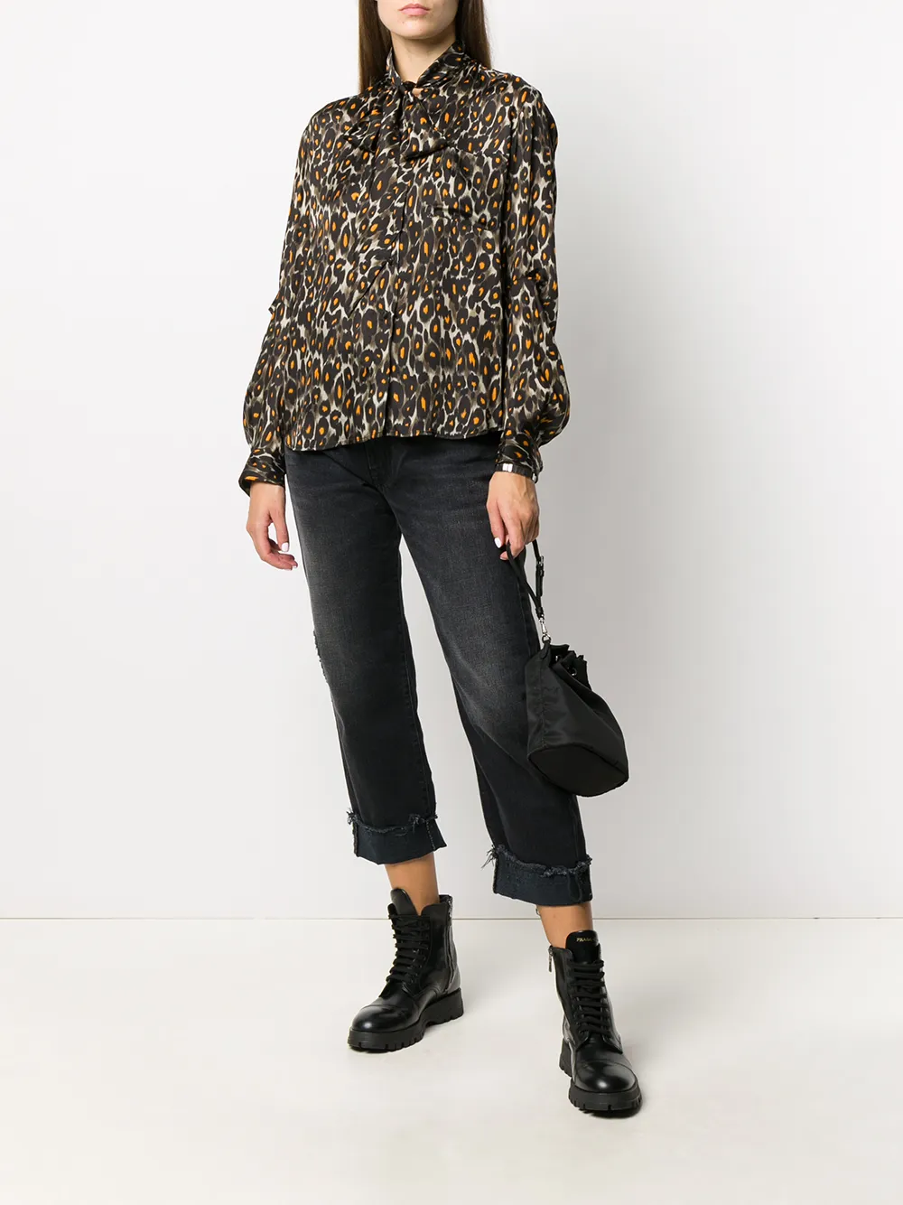 R13 Blouse met luipaardprint - Oranje