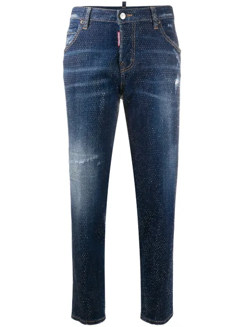 DSQUARED2 Calça jeans skinny cropped com tachas