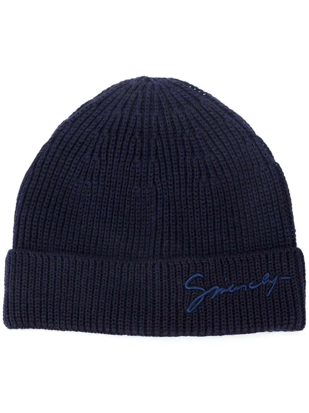 Click to view more detailed imagery on our partner's website Givenchy Ribbed Embroidered Logo Beanie In Blue