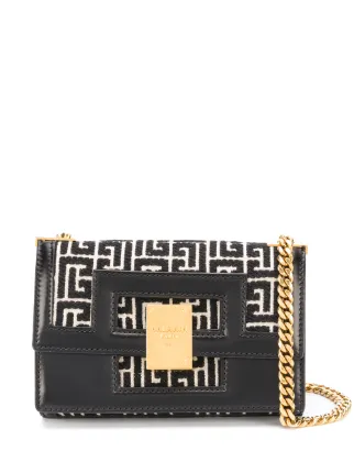 Balmain Small 1945 Heritage Monogram Jacquard Bag | Black | FARFETCH