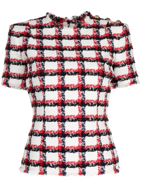 Balmain توب تويد بزينة أزرار