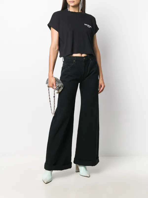 Women's Designer Cropped T-Shirt | BALMAIN