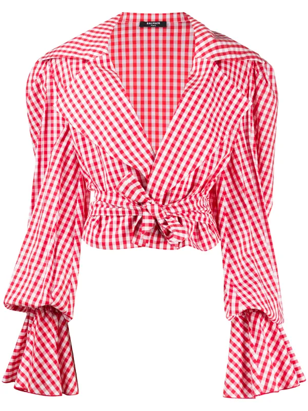 Red and white gingham blouse Clearance
