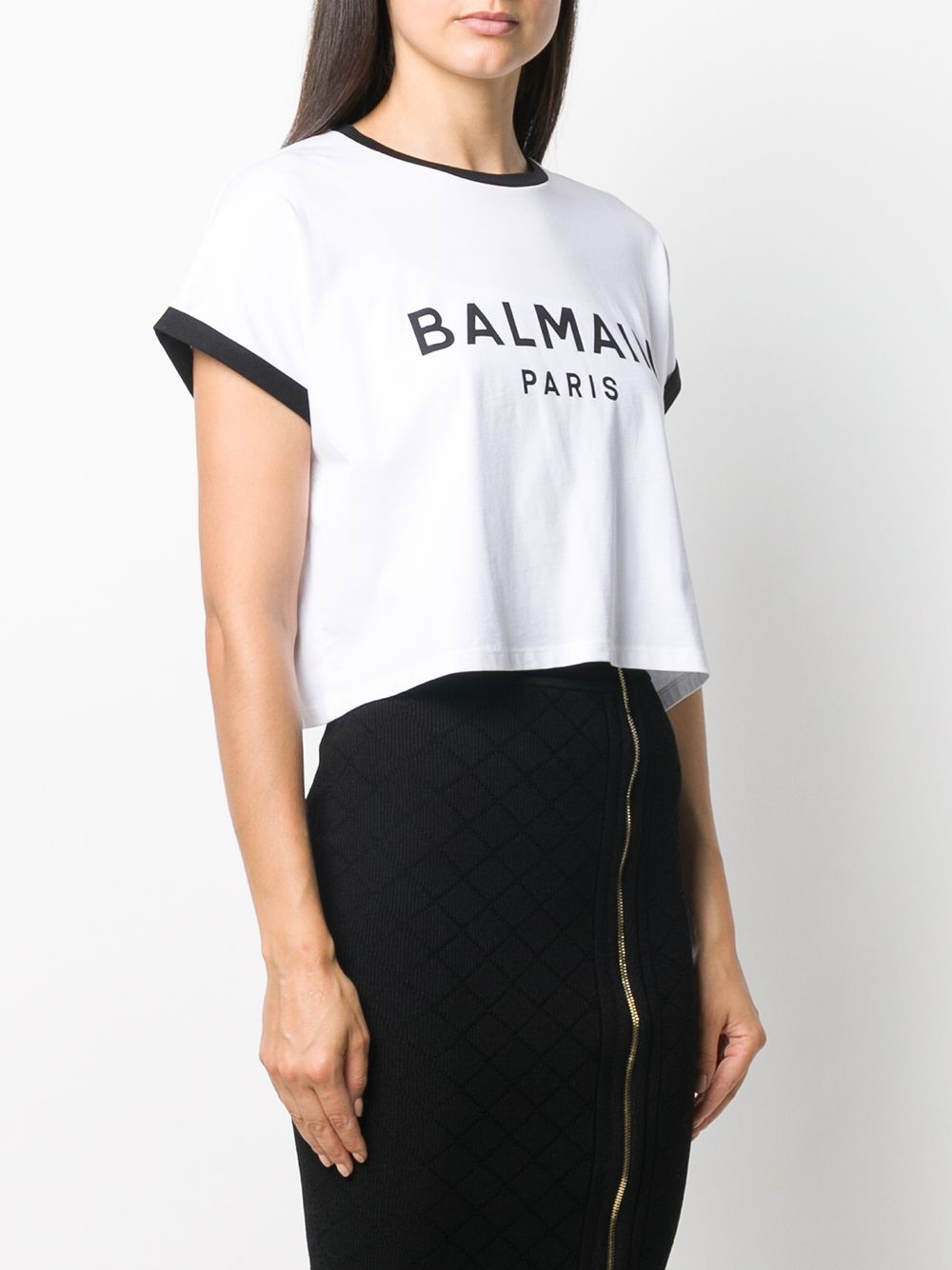 фото Balmain укороченная футболка с логотипом