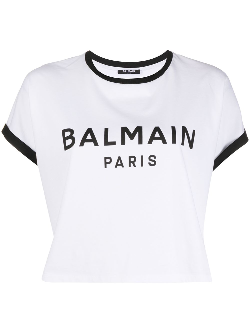 Balmain Flocked Logo Cropped T-shirt - Farfetch