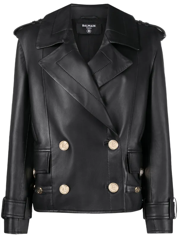 leather jacket with gold buttons