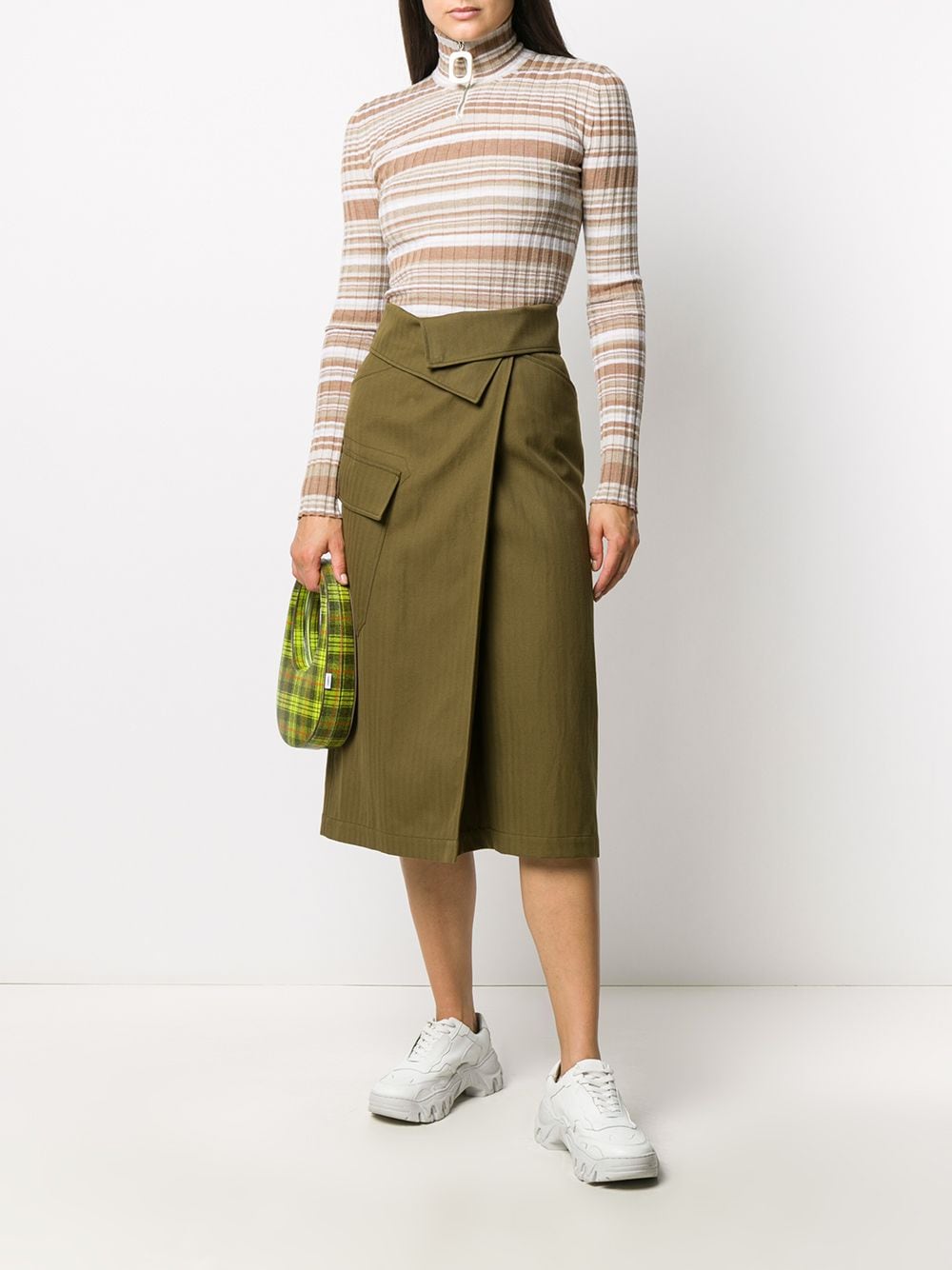 Shop Kenzo Wrap Waist Skirt In Green