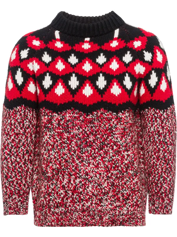Prada Patterned Jacquard Knit Jumper | Red | FARFETCH CY Prada Patterned Jacquard Knit Jumper | Red | FARFETCH CY