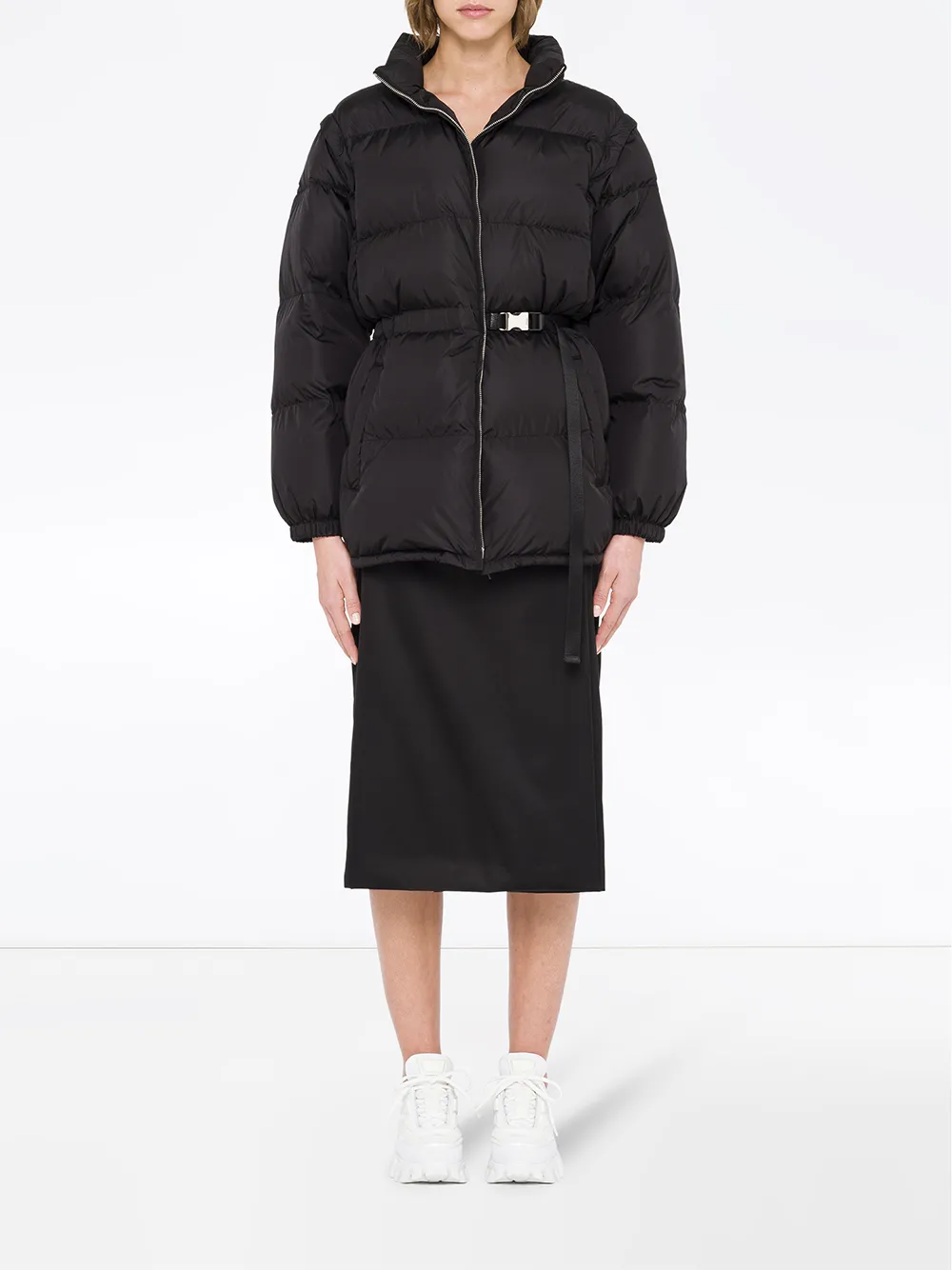 Shop Prada Light Re-nylon Puffer Jacket In Black