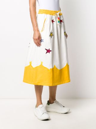 embroidered patch midi skirt展示图