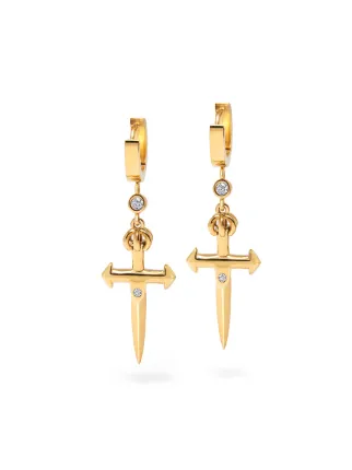 Oro Farfetch Uomo Accessori Gioielli Orecchini Orecchini con pendente a croce in cristalli 