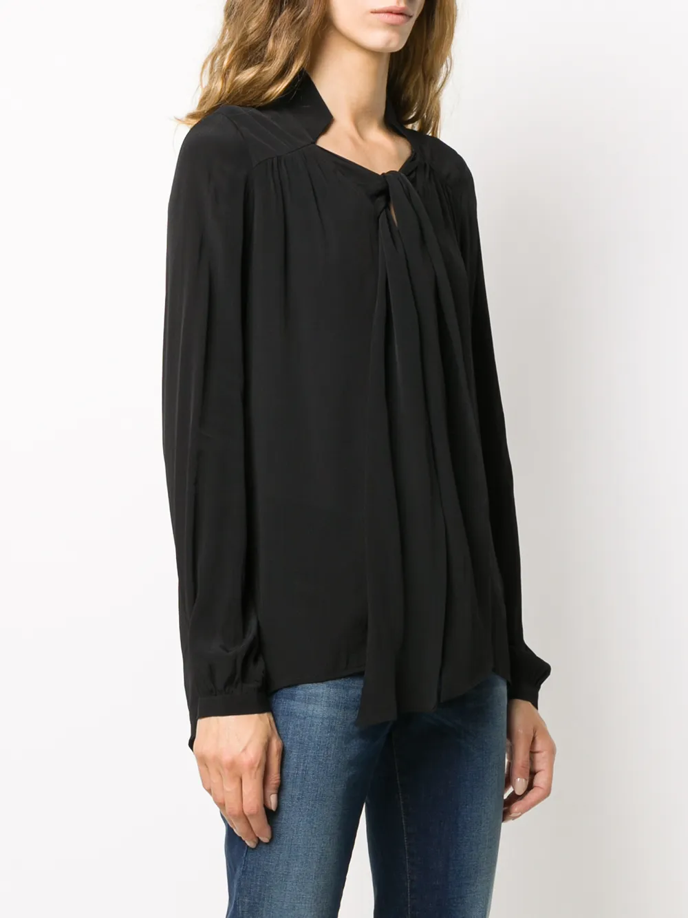  Diesel Bluse Mit Schleifenkragen   Schwarz 