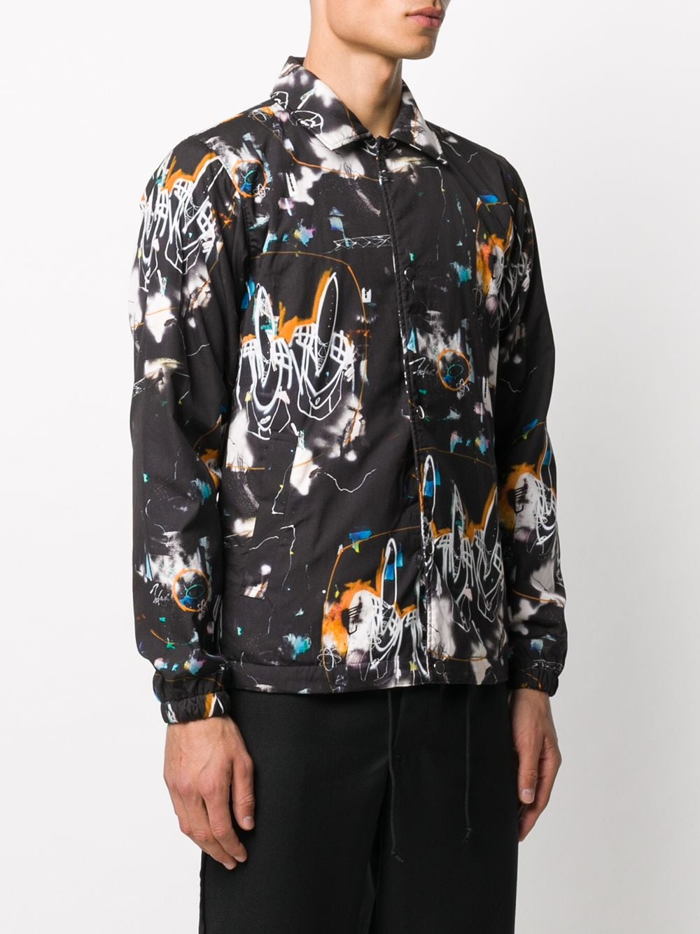 Shop Comme Des Garçons Shirt Abstract Print Shirt Jacket In Black