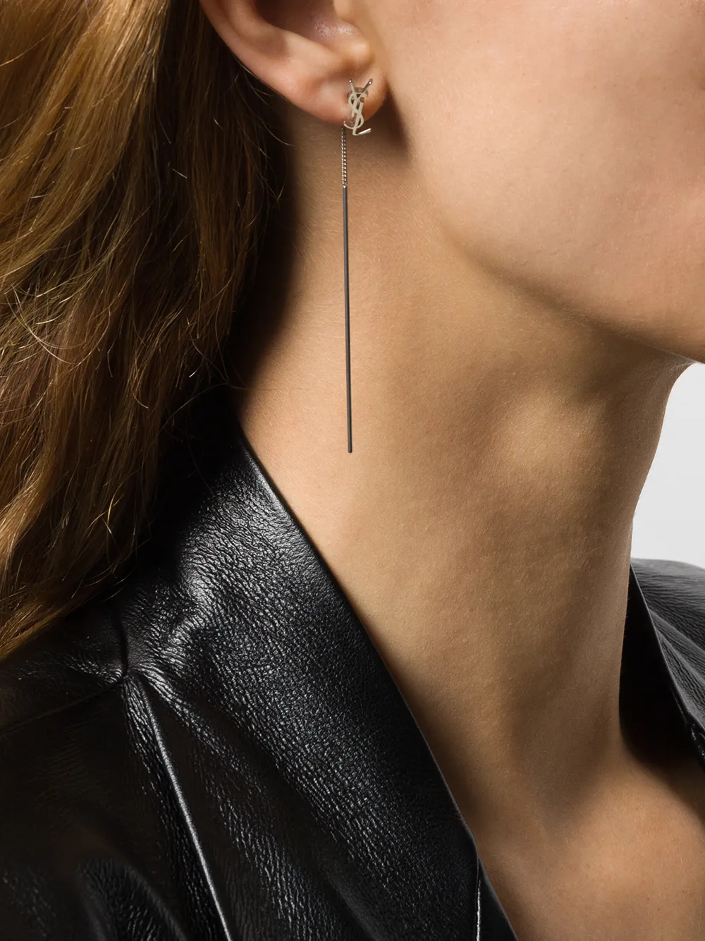 Image 2 of Saint Laurent Opyum YSL threader earrings