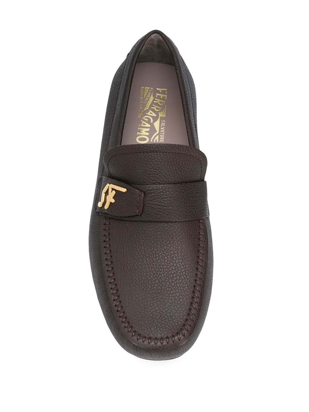 Ferragamo signature round toe loafers Brown
