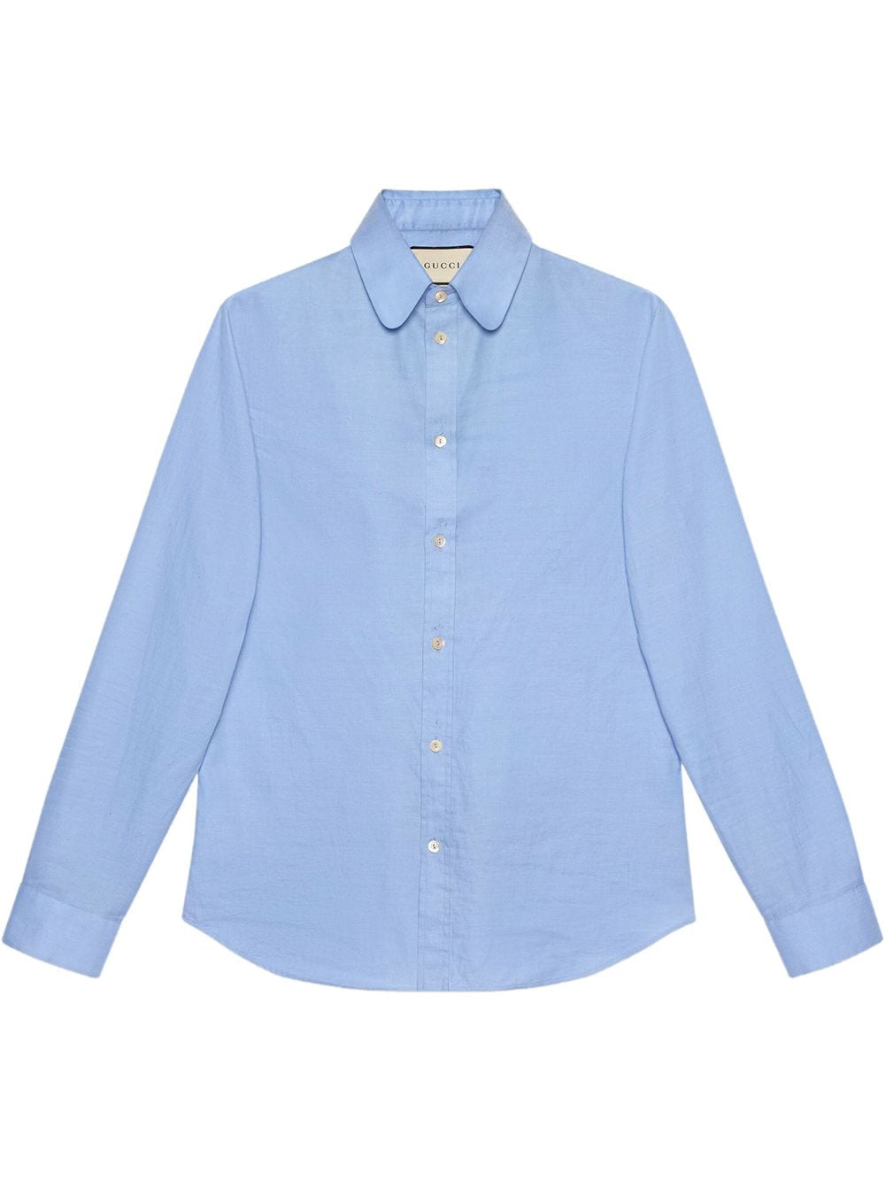 Shop blue Gucci club collar Oxford cotton shirt with Express Delivery ...