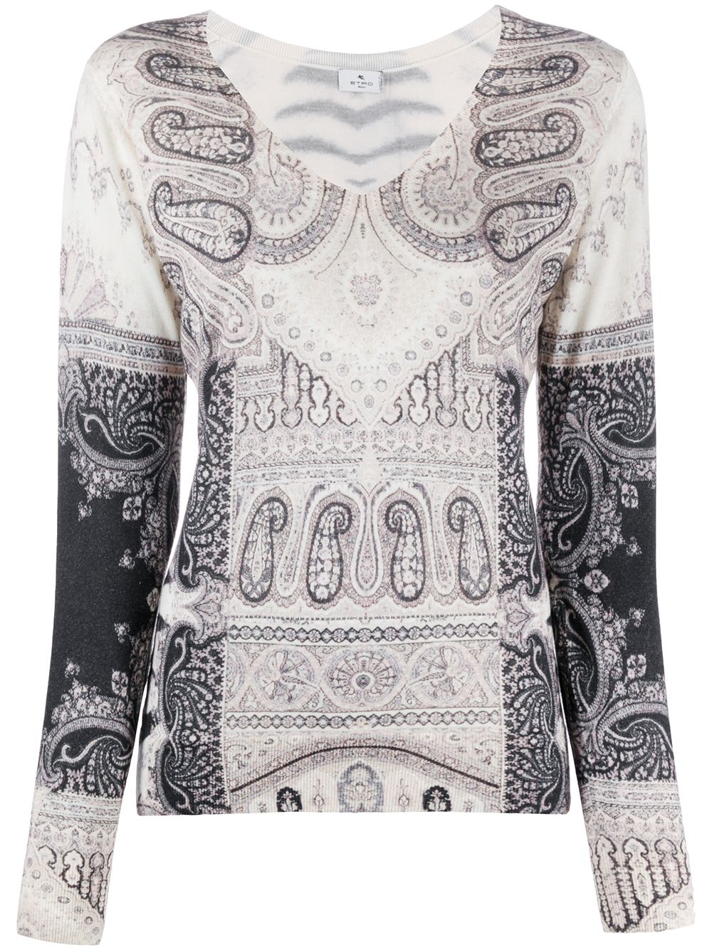 

ETRO print mix fitted jumper - White