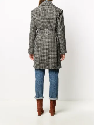 tie-waist houndstooth coat展示图