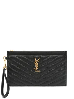 Saint Laurent Quilted Monogram Clutch Bag | Black | FARFETCH BE
