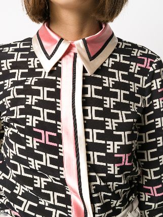 logo-print contrast-trim shirt展示图