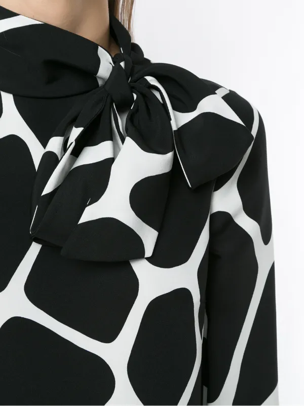 Valentino Garavani Giraffe Print Silk Mini Dress | Black | FARFETCH
