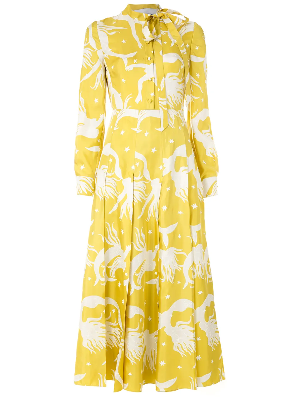 Shop Valentino Printed Silk Twill Dress