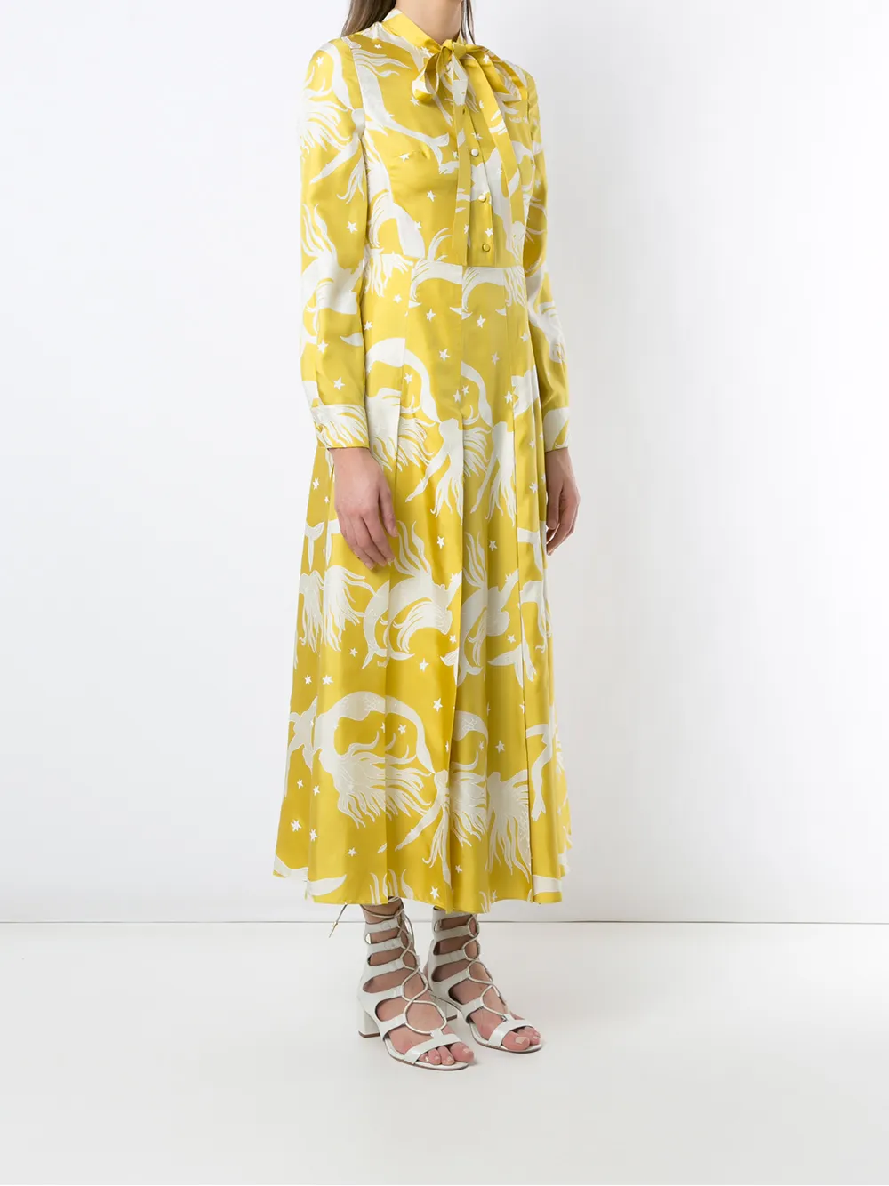 Shop Valentino Printed Silk Twill Dress