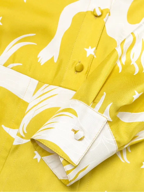 Valentino Garavani Printed Silk Twill Dress | Yellow | FARFETCH