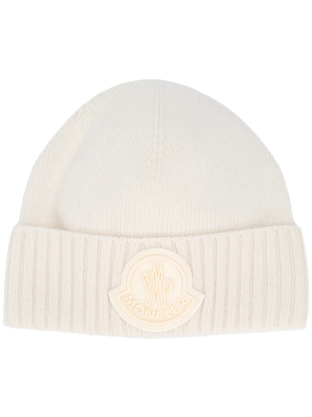 Moncler Ribbed Large Logo Beanie In 