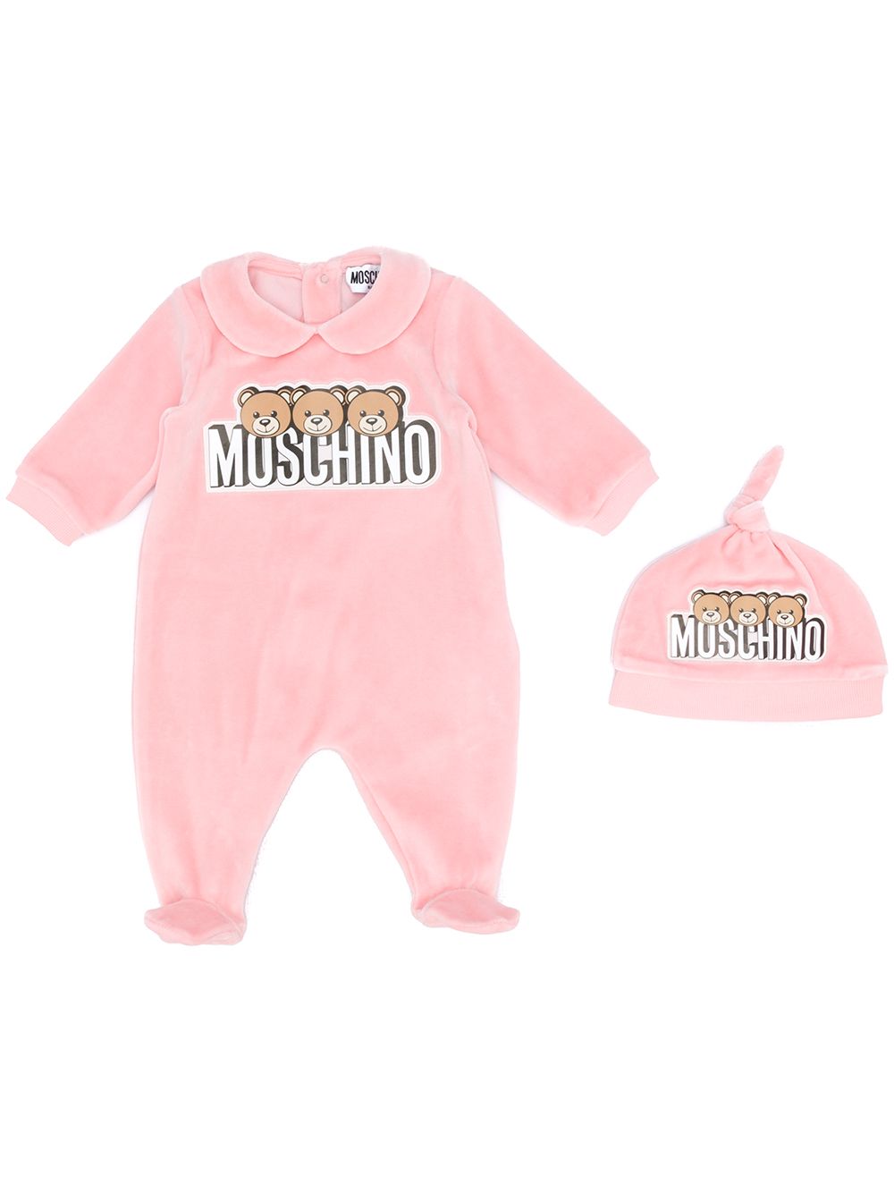 фото Moschino kids комплект из комбинезона и шапки с логотипом