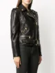 Balmain cropped logo button biker jacket