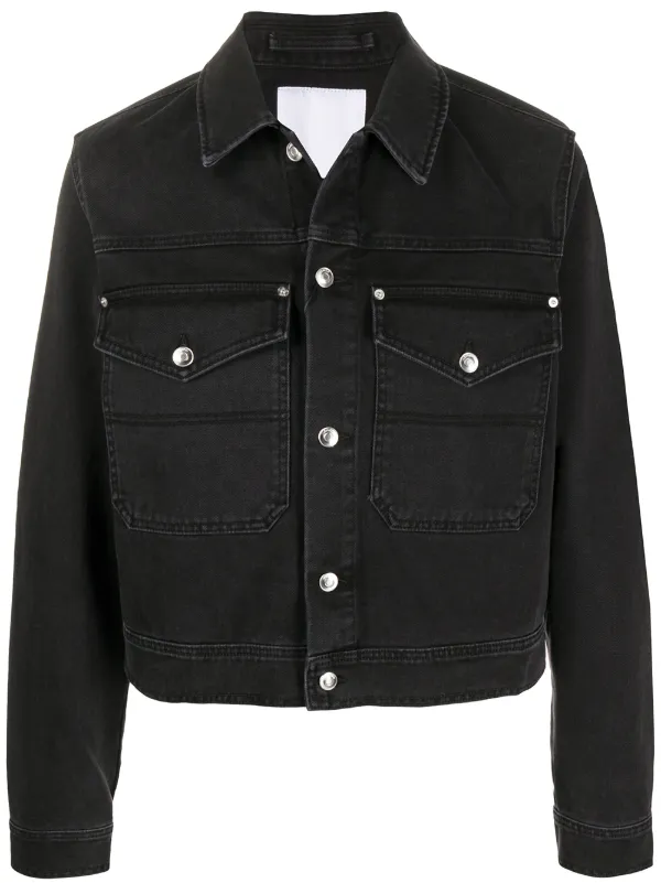 black patched denim jacket